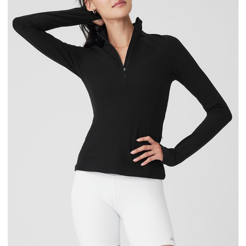 NWT ALO 1/2 Zip Rapid Pullover Black Long Sleeve Top (M)
